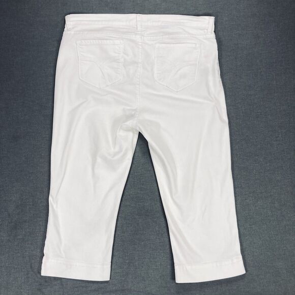 NYDJ Crop Jeans Womens Sz 16 White Straight Leg Cuffed High Waisted Modest Capri - Picture 6 of 15
